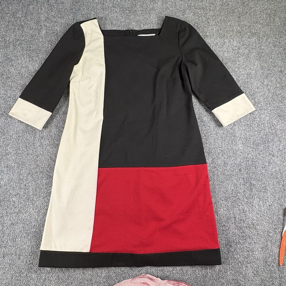 Vintage 90s Jessica Howard Dress Women's 14 Black Red Colorblock Mod Preppy Work